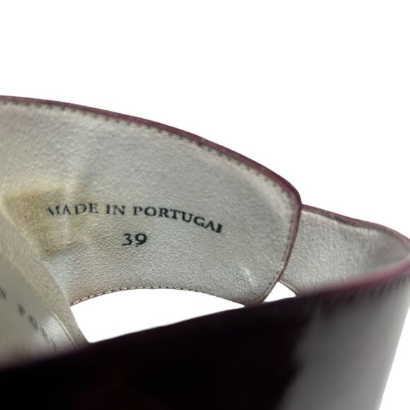 1803 Handcrafted in Portugal Red Metallic Heeled Sandals Slip on Open Toe Shoes - Picture 9 of 11
